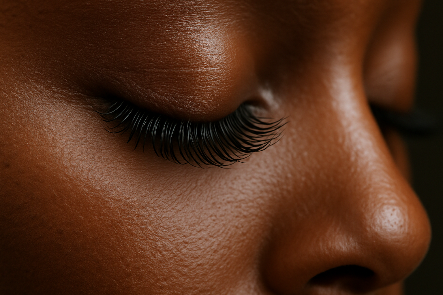 eyelash on a black woman up close